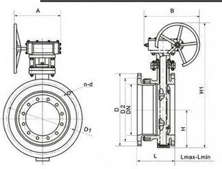 sd343h伸缩法兰蝶阀结构图